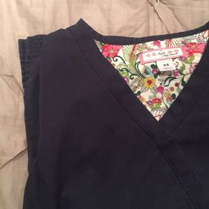 Koi XS Navy Scrub Top